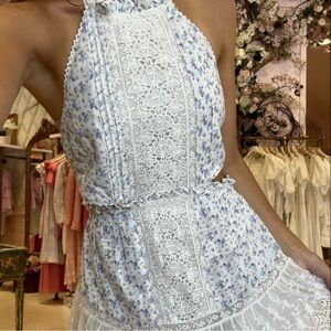 LoveShackFancy Kesia Lace Cutout Mini Dress